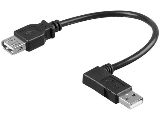 [H45853] USB 2.0 forlængerkabel - A hun til 90° A han, Venstre (30cm)