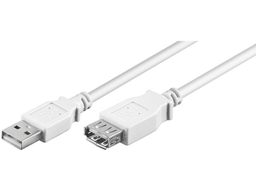 [H45858] USB 2.0 forlængerkabel - A han til A hun, Hvid (1,8m)