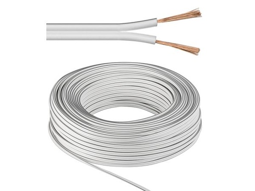 [H46369] Højttalerledning - 2x0,75mm² CCA, hvid (25m)
