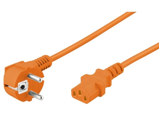 [H45723] Strømkabel - CEE7/7 90° han > C13 (3pol AC hun) Orange (2m)