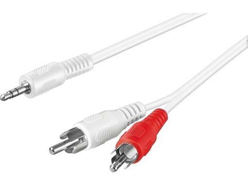 [H46627] Audiokabel - 3,5mm st.JACK han > 2 x RCA han, Hvid (3m)