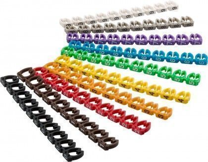 [H50701] Kabelmarkerings clips - Cifre 0-9, 10x10 farvede (<Ø6mm)