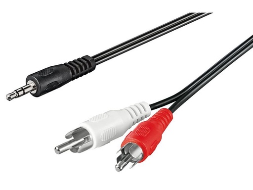 [H45279] Audiokabel - 3,5mm st.JACK han > 2 x RCA han HQ, Sort (1m)