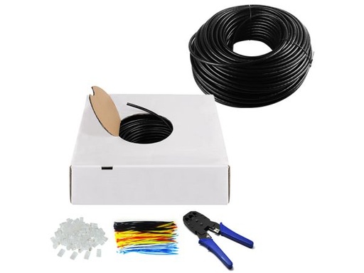 [H46660] Udendørs CAT6 kabelsæt - 100m UTP kabel +100 RJ45 stik +Tang