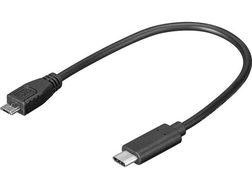 [H46607] USB 2.0 kabel, USB-C han til Micro B han, Sort (0,2m)