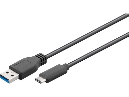 [H46613] USB 3.0 SuperSpeed kabel - A han > USB-C han, 3A Sort (0,5m)
