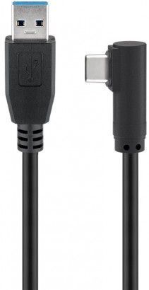 [H51146] USB 3.0 kabel - USB A han til 90° USB-C han, Sort (0,5m)