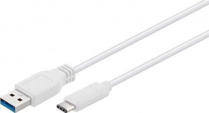 [H51156] USB 3.0 kabel - USB A han til USB-C han, Hvid (0,2m)