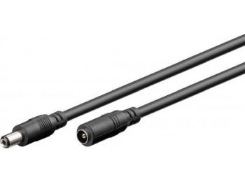 [H50630] DC forlængerkabel - 5,5x2,1mm han/hun, 0,5mm² 5A, Sort (10m)