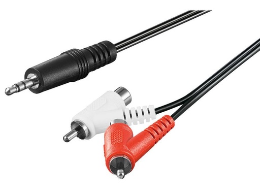 [H44265] Audiokabel - 3,5mm st.JACK han > 2xRCA(Phono) han/hun (1,5m)