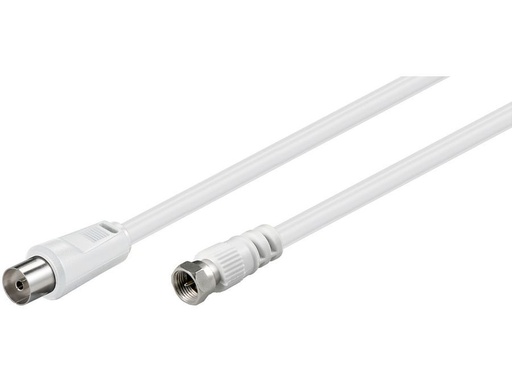 [H44233] Antennekabel - F han til COAX hun, 3C-2V CCS, Hvid (1,5m)