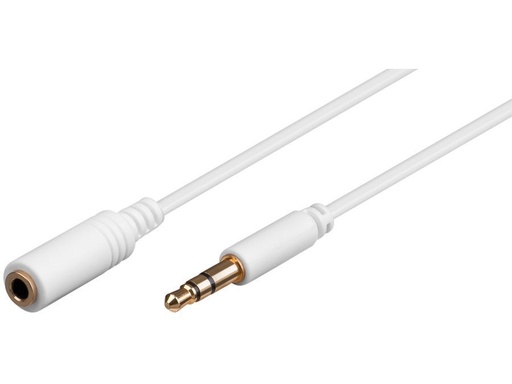 [H44285] Audioforlængerkabel - 3,5mm st.JACK han/hun, Hvid (3m)