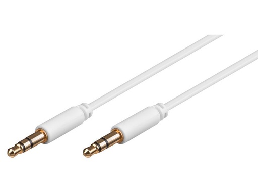 [H44295] Audiokabel - 2 x 3,5mm stereo JACK han slim, Hvid (1m)
