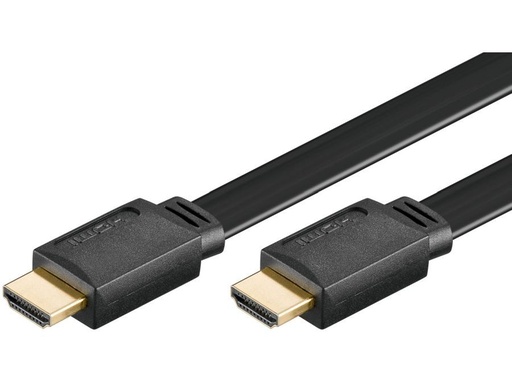 [H44962] HighSpeed HDMI 2.0 fladkabel - 2 x HDMI han m.E, Sort (3m)
