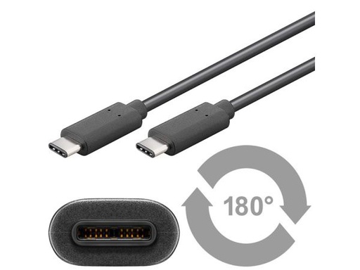 [H42424] USB 3.1 SuperSpeed kabel - 2 x USB-C han (3A), Sort (1,5m)