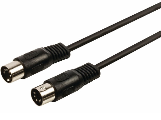 [H11096] Midi audiokabel - 2 x 5 pol 180° DIN han, Sort (1,5m)