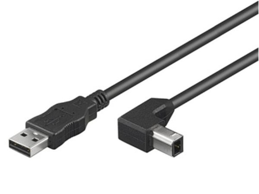 [H11517] USB 2.0 kabel - A han til B han 90°, Sort (1m)