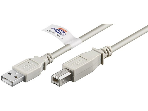[H11519] USB 2.0 kabel - A han til B han, Grå (5m)