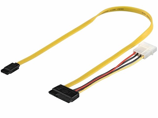 [H24973] Intern PC SATA 3.0 kabel - 15+7P til 7P + Strøm 4P ATX