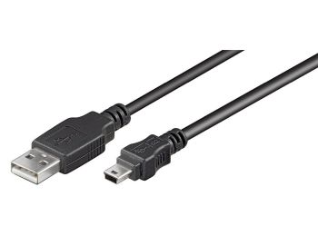[H25641] USB 2.0 kabel - A han til 5P mini B han, Sort (1,8m)