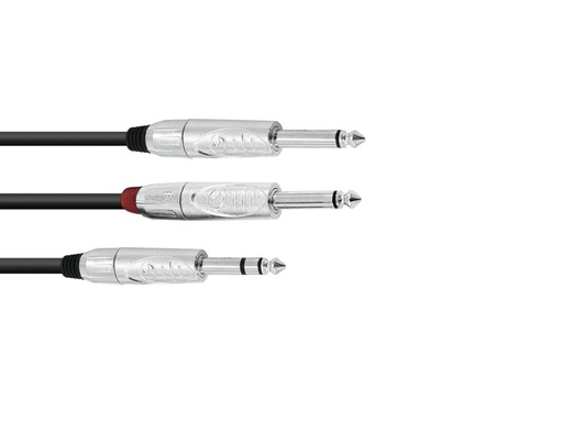 [H58503] Audiokabel - 6,35mm st. JACK > 2x6,35mm mono JACK han (3m)
