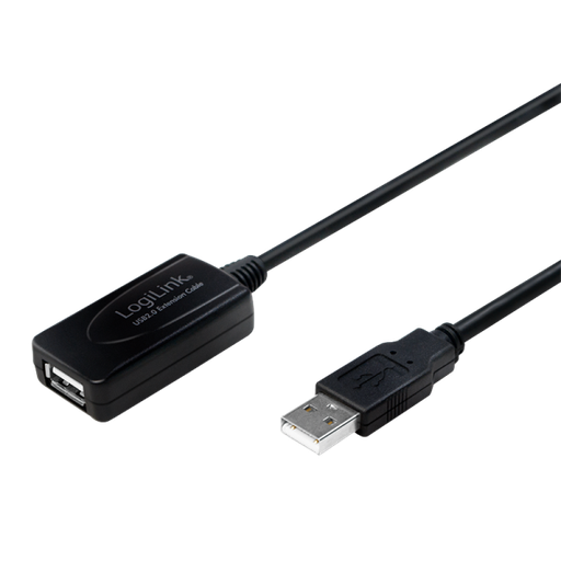 [H49493] USB 2.0 Repeaterkabel - A han til A hun, Sort (10m)