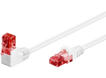 [H57531] UTP netværkskabel - CAT6, 2xRJ45, 90° vinklet, Hvid (1m)