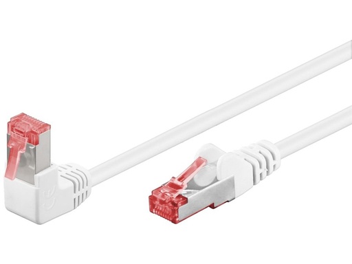 [H57542] S/FTP netværkskabel - CAT6 PIMF, 90° vinklet, Hvid (0,25m)