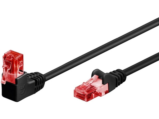 [H57915] UTP netværkskabel - CAT6, 2xRJ45, 90° vinklet, Sort (10m)