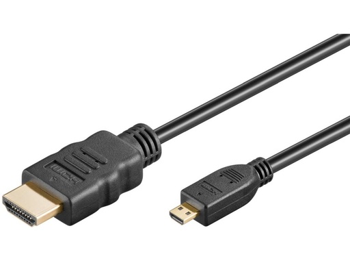 [H57922] HDMI 2.0 kabel - HDMI (A) han > micro (D) han, Sort (2m)