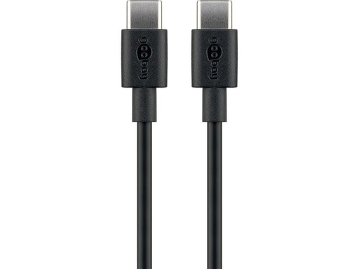 [H61991] USB 2.0 kabel - 2 x USB-C han, 3A (60W), Sort (1m)