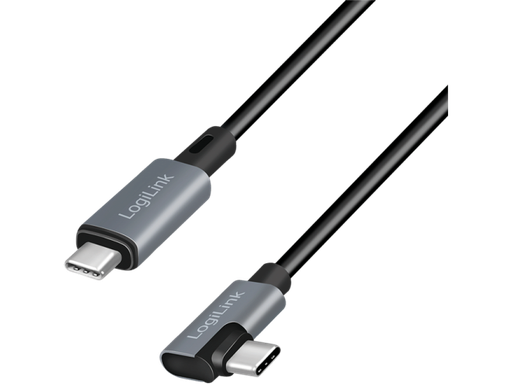 [H63538] USB 2.0 kabel -  USB-C > USB-C 90° han, 5A (PD3), sort (1m)