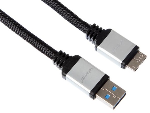 [H38832] USB 3.0 kabel - A han til Micro B han, Sort - Prof. (2,5m)