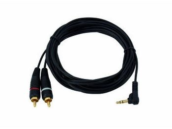 [H32994] Audiokabel - 3,5mm 90° st. JACK han > 2 x Phono han (3m)