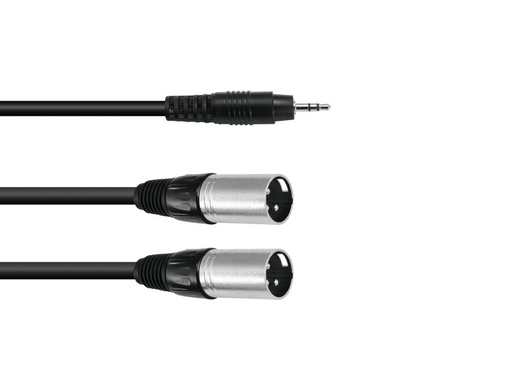[H32585] Audiokabel - 3,5mm stereo JACK han til 2 x XLR han (1,5m)