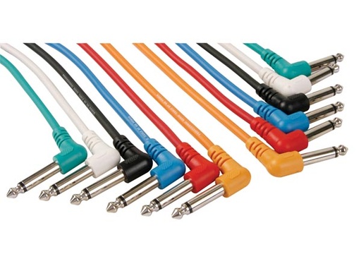 [H33520] Prof. patchkabel - 6 stk. 2 x 6,35mm mono JACK 90° (1m)
