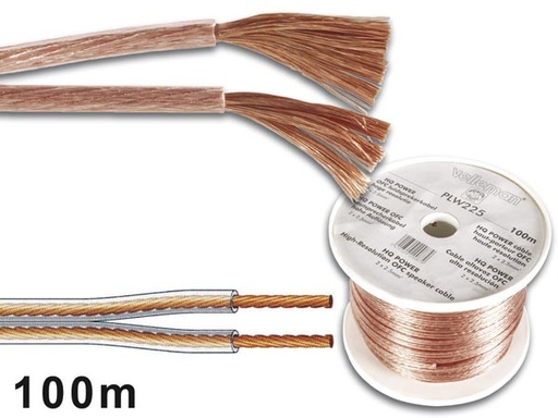 [H11656] Højttalerledning - 2x1,5mm² CU, Transparent (metervare)