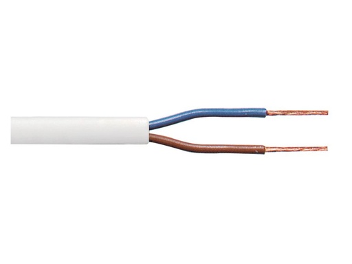 [H63291] Plastkappeledning PKA H05VV-F 2X1 Hvid Rg100