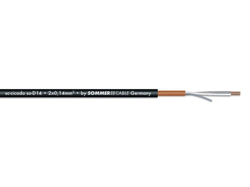 [H47088] Mikrofonledning - 2 x 0,14mm² CU, Ø2,6mm Sort (metervare)