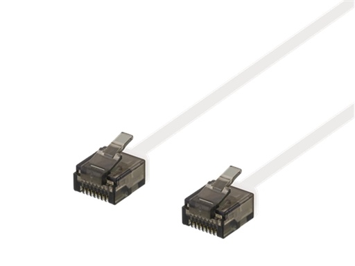 [H42204] UTP netværkskabel - CAT6a, 2xRJ45 kort, flad, Hvid (0,15m)