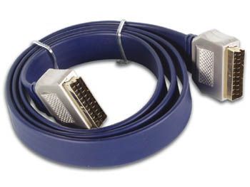 [H11358] 2 x SCART han, krydset og fuldt forbundet fladkabel (0,5m)
