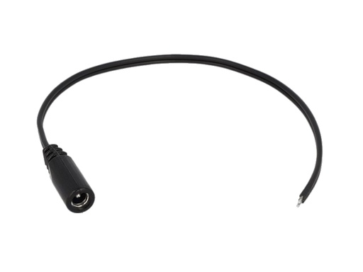 [H20032] DC kabel - 5,5x2,1mm DC hun til løs ende, Sort (0,2m)