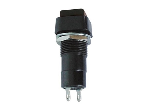 [H23397] Trykkontakt - 1P OFF-(ON), 3A/250V, SORT knap (Ø12mm)