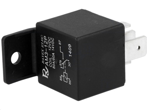 [H25524] Autorelæ - 12Vdc / 80A (DC: 60A/14Vdc), 1 x skifte (SPDT)