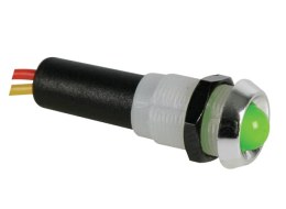 [H19013] LED kontrollampe - 5V, 10mm Krom hus, GRØN