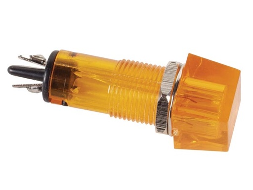 [H19023] Panel kontrollampe - 12V, 12mm kvadrat, ORANGE (Ø10mm)