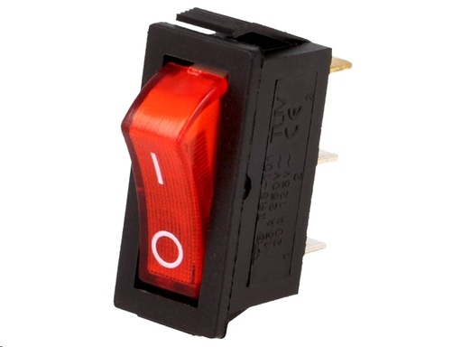 [H12673] Vippekontakt - 1P ON-ON 10A / 250V m. rød knap