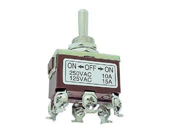 [H12648] MAXI vippekontakt - 2P ON-OFF-ON 10A/250V, M3 skruer