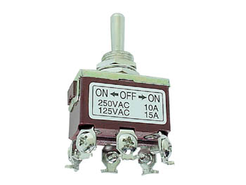 [H12649] MAXI vippekontakt - 2P (ON)-OFF-(ON) 10A/250V, M3 skruer