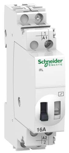 [3322078814] Acti9 kiprelæ iTL 16A 1NO 230VAC/110VDC til betjening af lys med impulstryk. Bredde 18mm